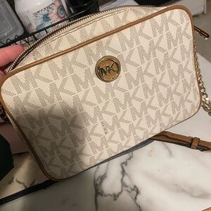 Michael Kors Beige Monogram Crossbody Bag